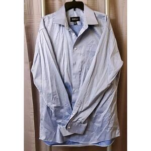 Kenneth Cole Awearness Men's Dress Shirt 17.5/37 Custom Blue Non-Iron‎ EUC
